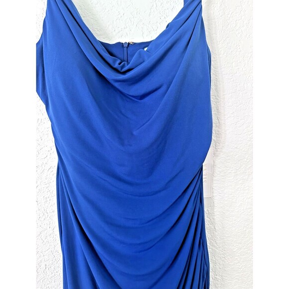 Siena Women's Chain-Trim Ruched at front high-low hem Bodycon Dress Blue 4 - Picture 6 of 10